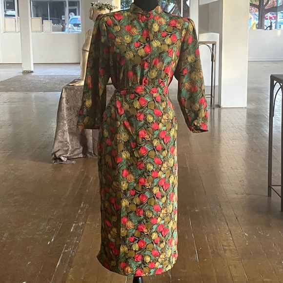Vintage Dresses & Skirts - Vintage red yellow and green 2pc skirt set